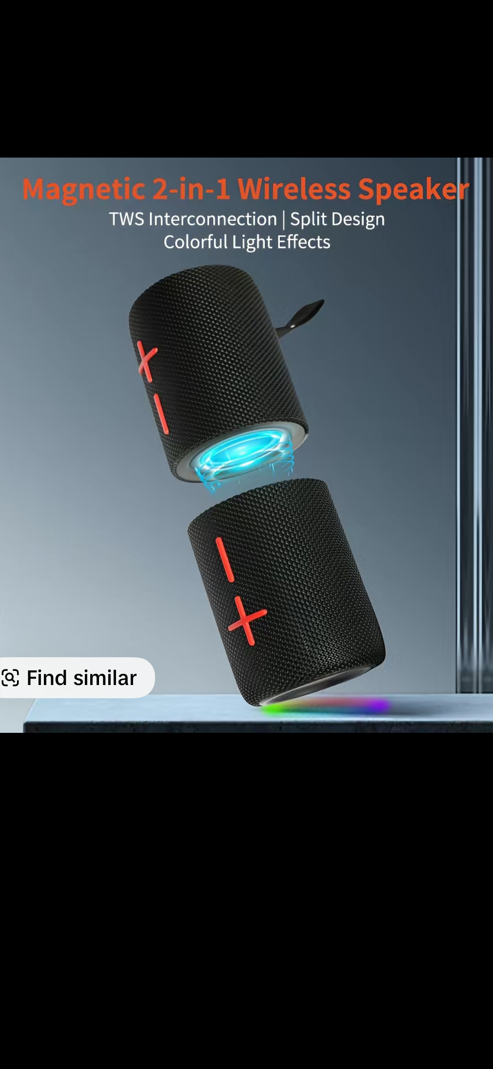 S11M Detachable Wireless Speaker 3D Stereo Bass Portable Speaker IPX6 Waterproof with TWS Boombox Colorful Lights Dual Speaker