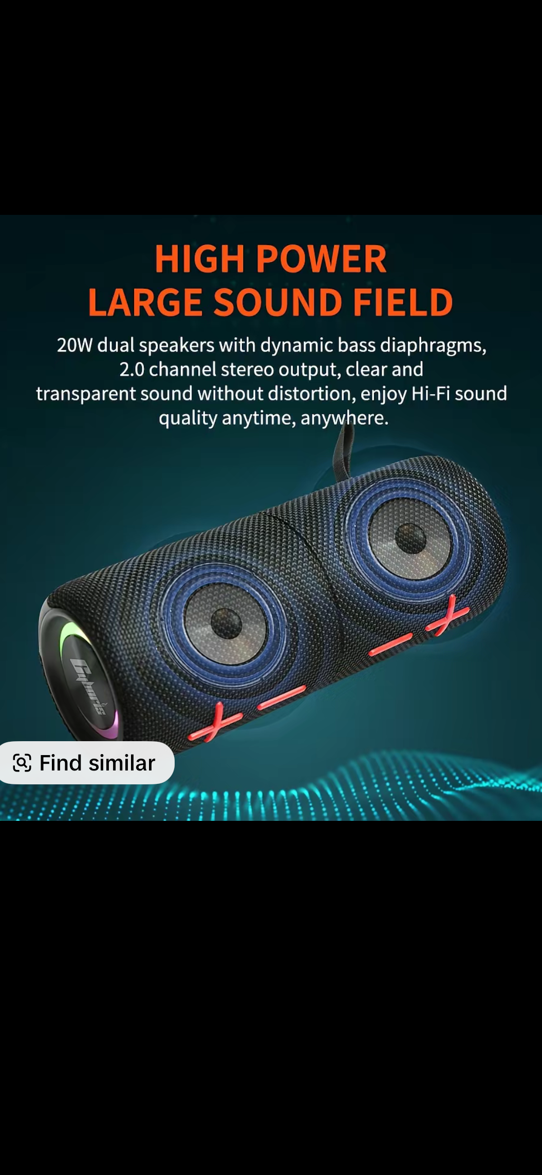 S11M Detachable Wireless Speaker 3D Stereo Bass Portable Speaker IPX6 Waterproof with TWS Boombox Colorful Lights Dual Speaker